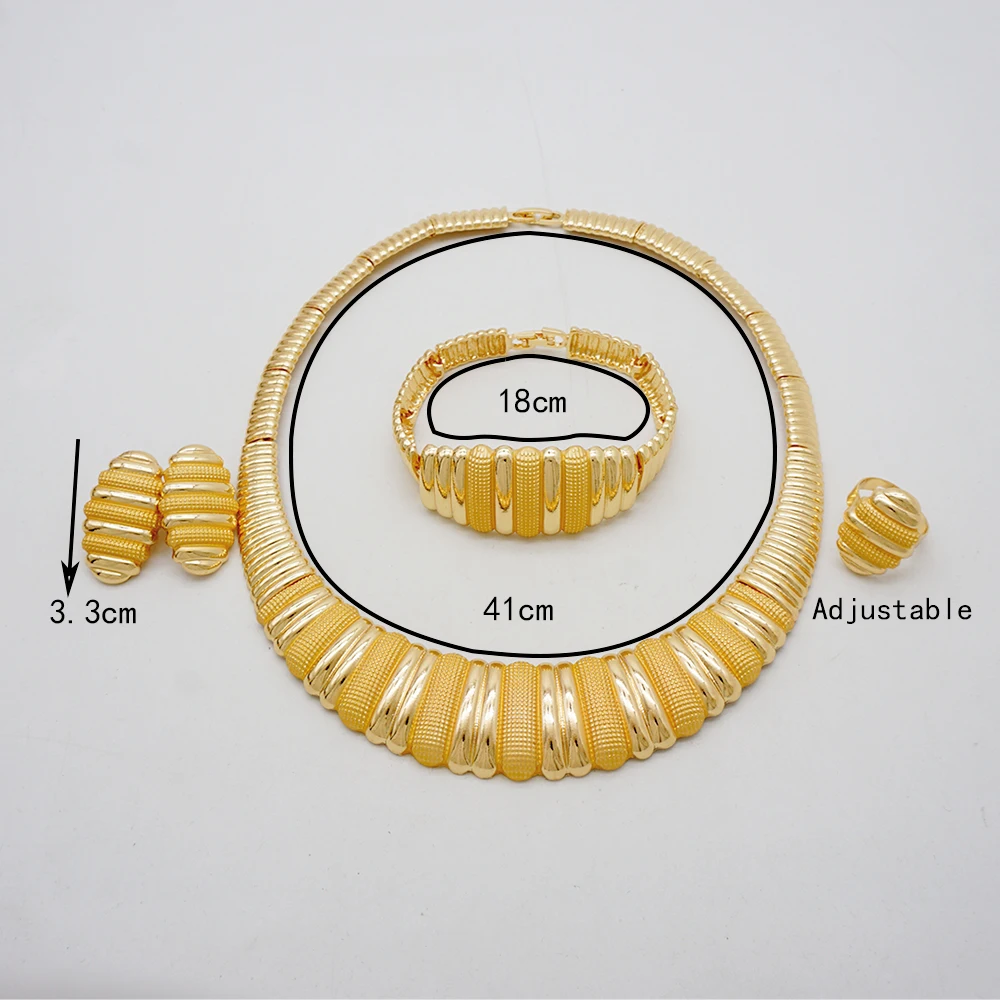 Dubai Luxury Big Necklace For Women Gold Plated Jewelry Set Original Earrings Ring Bracelet Wedding Costumes Jewellery gift 25 kf S2dfa4a58438947398334e2f593ec2d21H