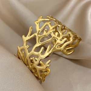 Chunky Branch Stainless Steel Cuff Bracelet for Women