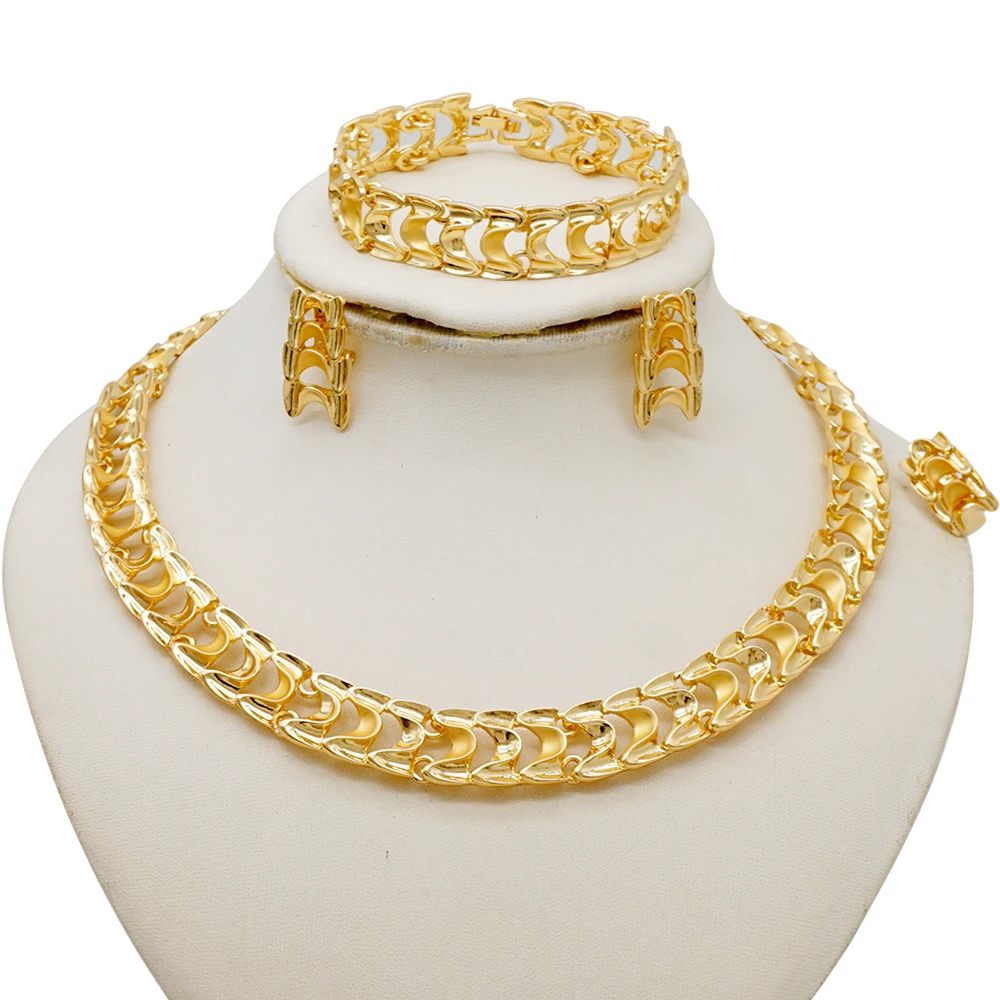 Dubai Luxury Big Necklace For Women Gold Plated Jewelry Set Original Earrings Ring Bracelet Wedding Costumes Jewellery gift 28 kf S52021405cbc245a79c15d50c6fc18a0cg