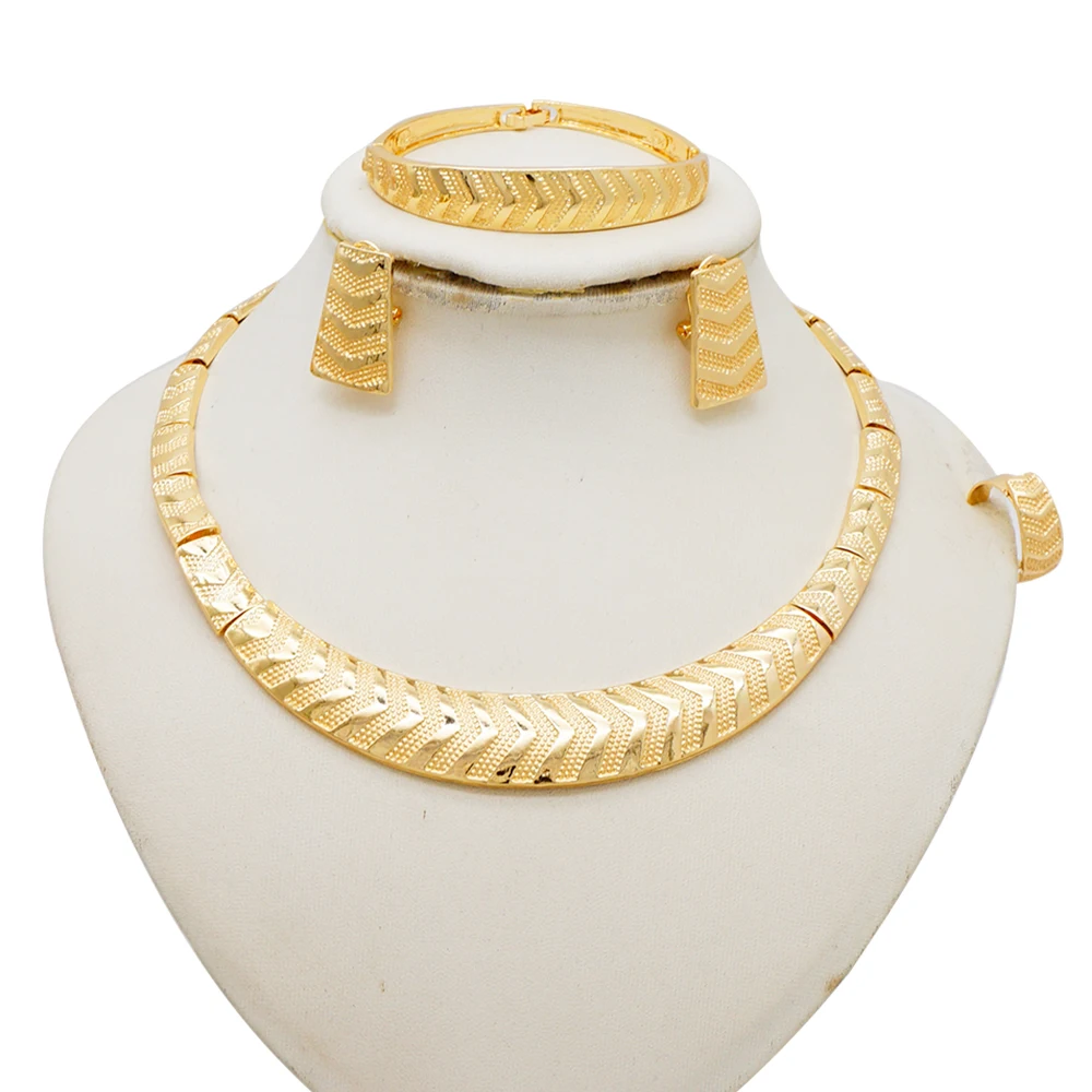 Dubai Luxury Big Necklace For Women Gold Plated Jewelry Set Original Earrings Ring Bracelet Wedding Costumes Jewellery gift 19 kf S56378d3fbfd94a37adda41bf10c5546d2