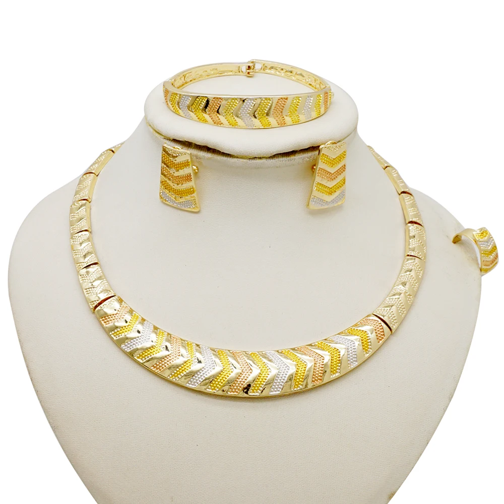 Dubai Luxury Big Necklace For Women Gold Plated Jewelry Set Original Earrings Ring Bracelet Wedding Costumes Jewellery gift 30 kf S7c5c045baf124e2996789843ca159be7D